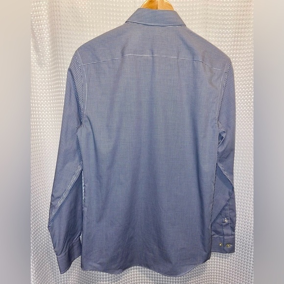 2/60$ Men’s Banana Republic white&blue checks slim fit non‎ iron shirt Sz small - Picture 8 of 10